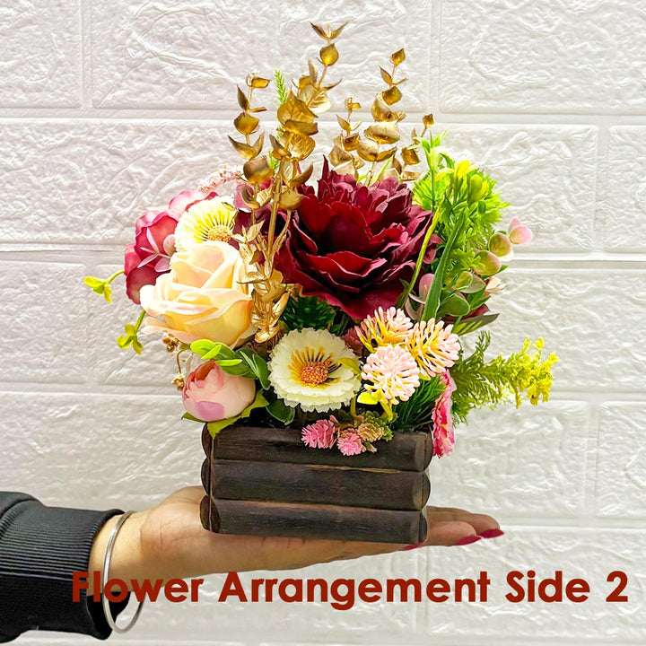 Maroon Decorative flower Wooden centerpieces D1 For wedding, Party & home table decor