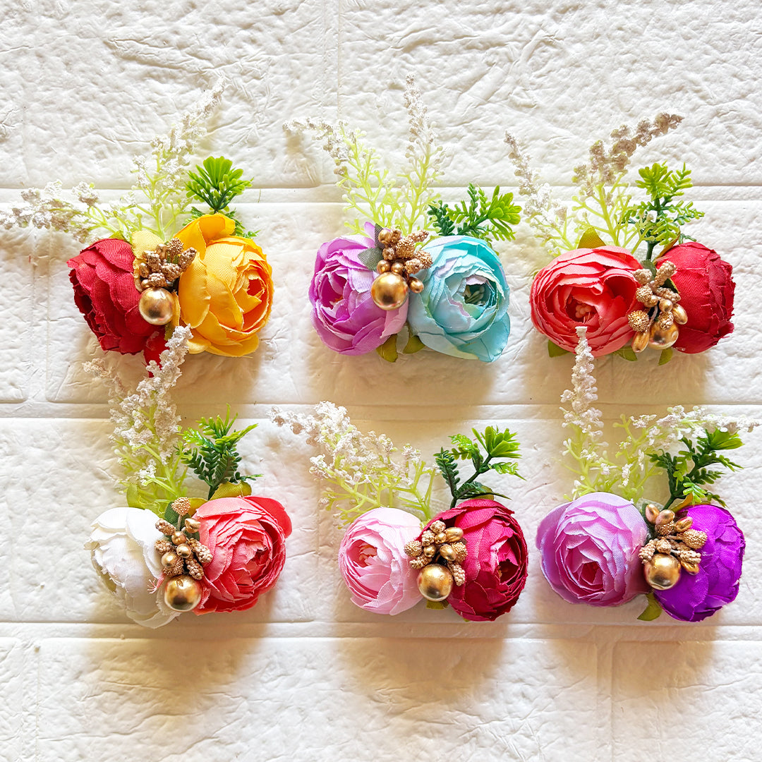 2 Peonies Bunch Pack of 6 for Trousseau & Gift Packaging | Wedding & Festive Decoration