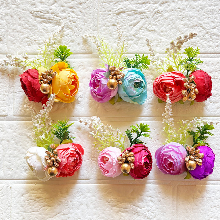 2 Peonies Bunch Pack of 6 for Trousseau & Gift Packaging | Wedding & Festive Decoration