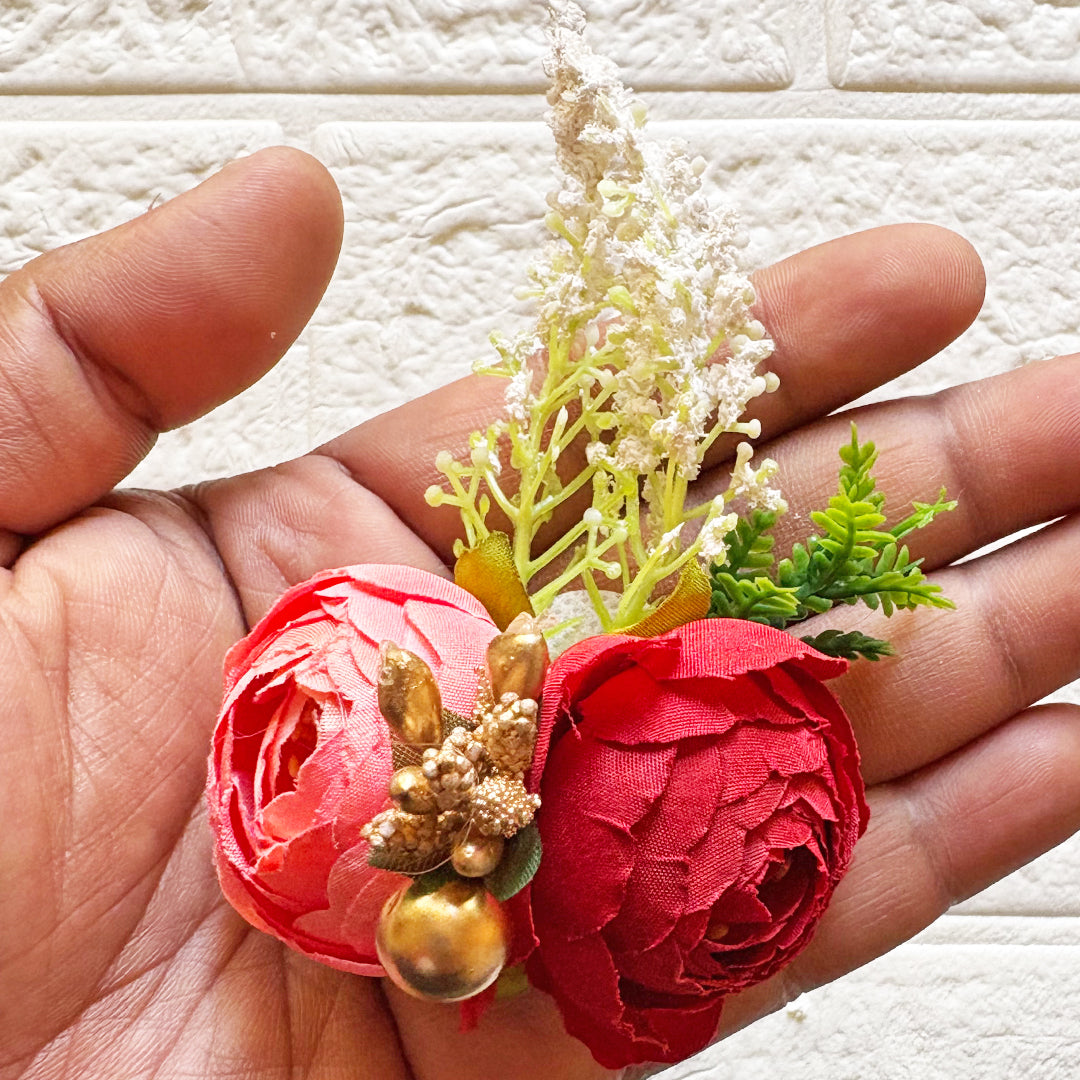 2 Peonies Bunch Pack of 6 for Trousseau & Gift Packaging | Wedding & Festive Decoration