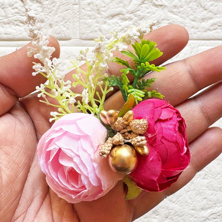 2 Peonies Bunch Pack of 6 for Trousseau & Gift Packaging | Wedding & Festive Decoration