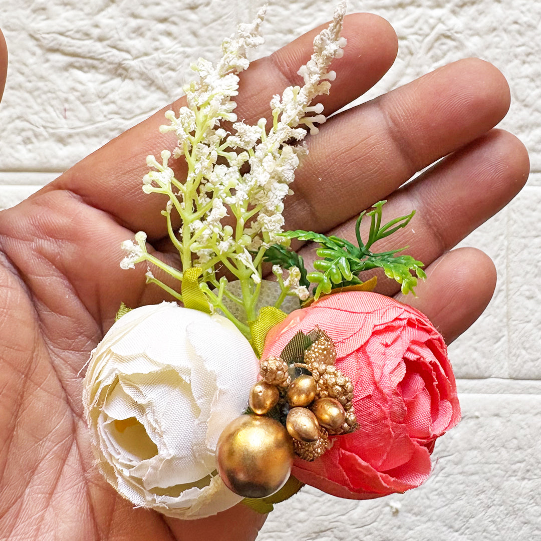 2 Peonies Bunch Pack of 6 for Trousseau & Gift Packaging | Wedding & Festive Decoration