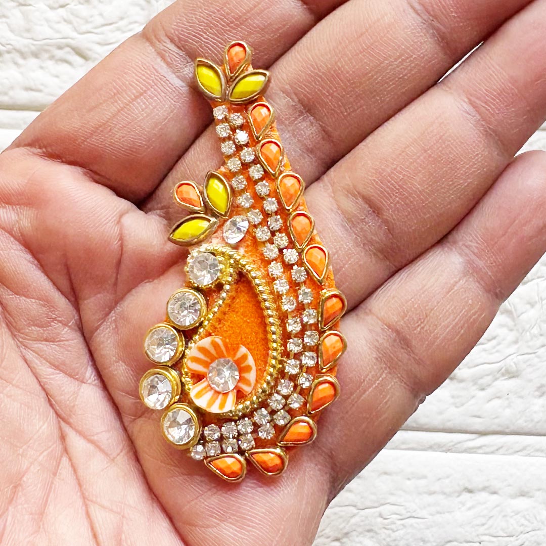 Ganesha's trunk Velvet Rhinestone Patch Pack of 10 For Saree, Blouse, Dupatta and DIY art & Craft