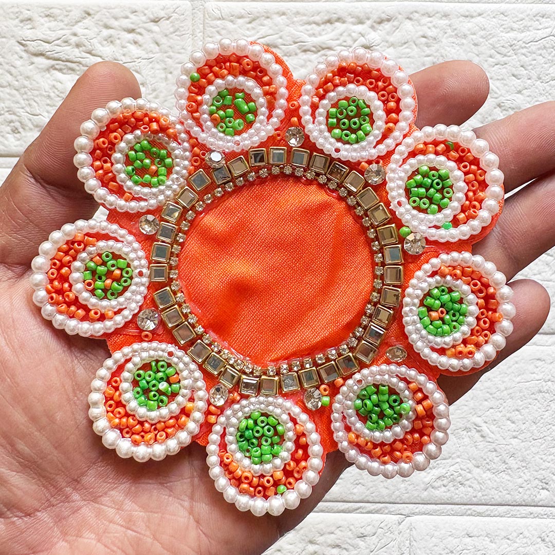 Beaded Rhinestones Flower Shape Patch Pack Of 4 For Tealight, DIY Art &amp; Crafts