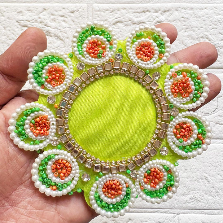 Beaded Rhinestones Flower Shape Patch Pack Of 4 For Tealight, DIY Art &amp; Crafts