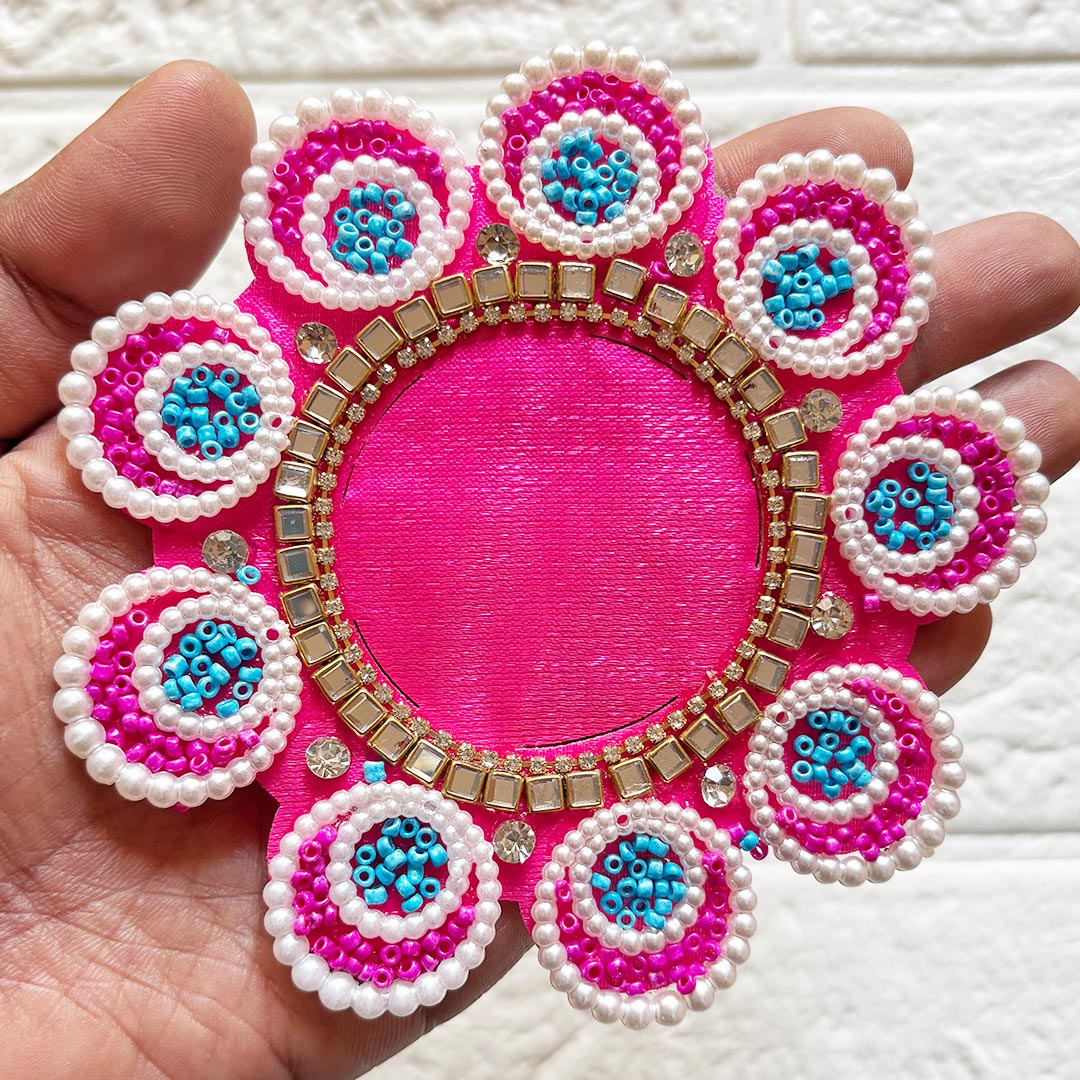 Beaded Rhinestones Flower Shape Patch Pack Of 4 For Tealight, DIY Art &amp; Crafts