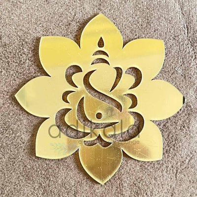 4 Inches Acrylic Ganpati | Ganpati With Lotus Design | Lotus Design | Lotus | Acrylic Lotus | Adikala | Craft | hobby India | Acrylic Lotus | Adikala Craft Store 