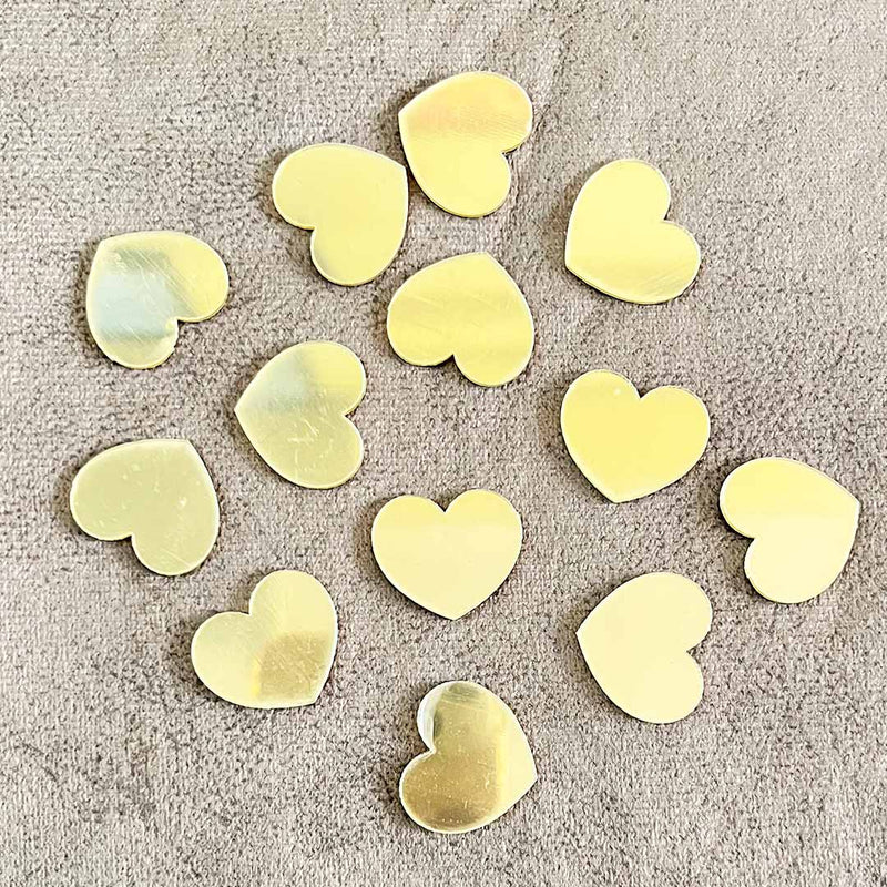 Heart Shape Acrylic Golden Mirror Pack Of 100 Pc