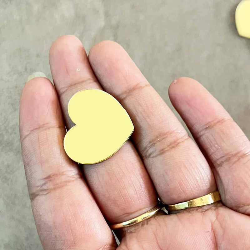Heart Shape Acrylic Golden Mirror Pack Of 100 Pc
