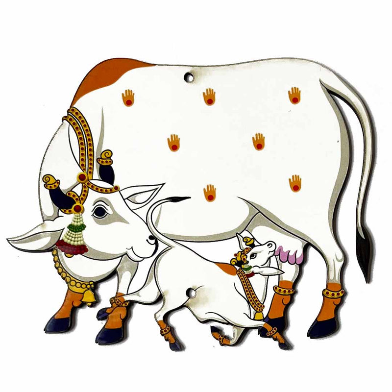 Pichwai Cow with Calf Mdf 5 IN