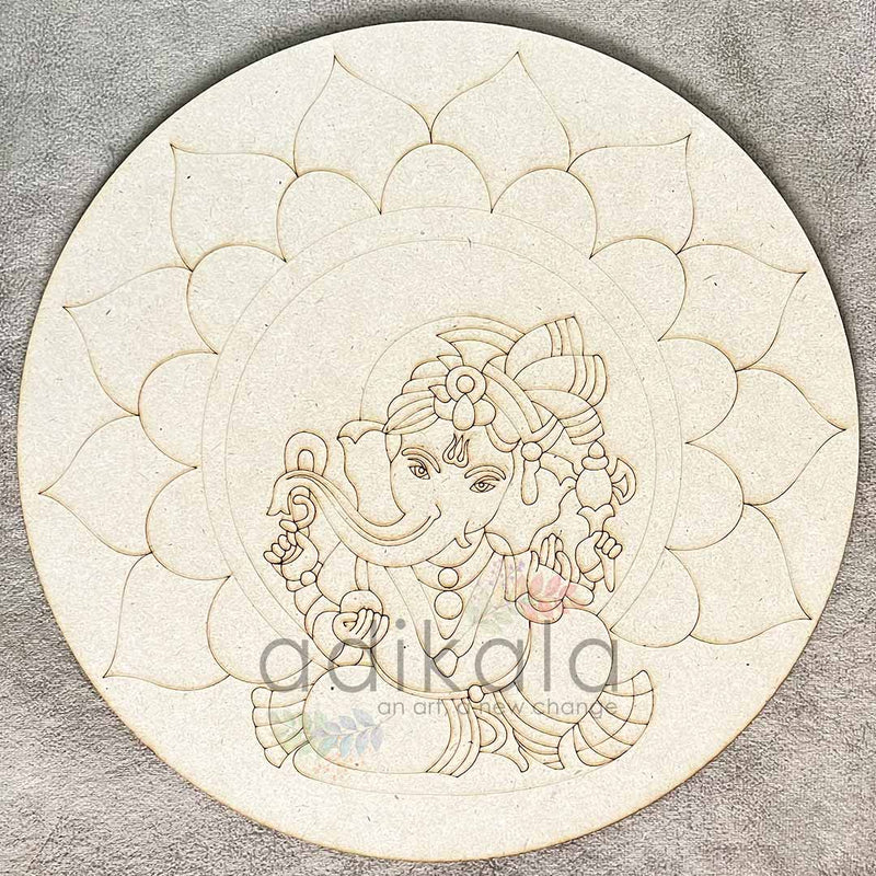 Mandala Ganpati Ji Engraved Design Wall Plate Base For Lippon Art