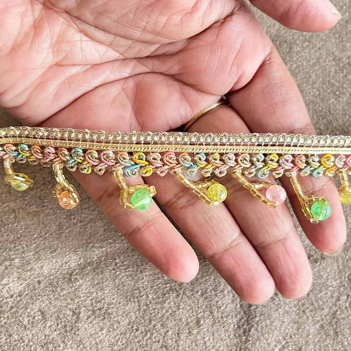 Multicolored Beads Hanging Lace - ( 8mtr )