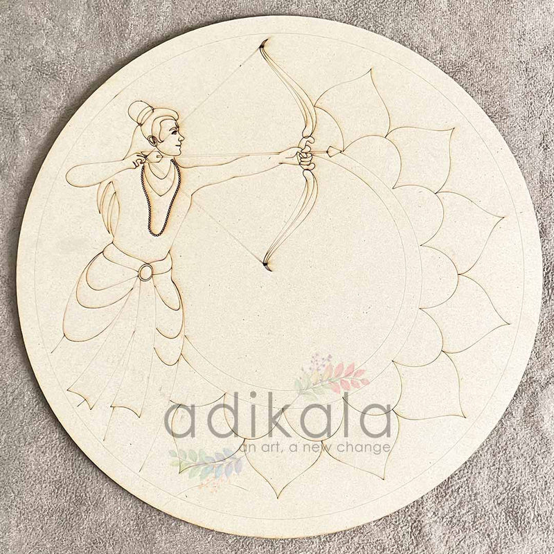 Mandala Lord Rama With Arrow Engraved Design Wall Plate Base For Lippon Art (1)