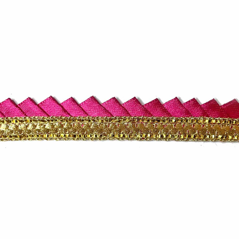 Rani Pink Color Satin Ribbon Samosa Lace - ( 9mtr )