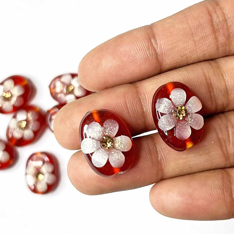 Red Color Button | Jarkan | Oval Shape Button | Button Set of 10 | White Flower Button | Fancy Buttons | Dress Making button | Round Shape Button | Buttons | Dress making Button | Beautiful Button | Hobby Craft | Adikala craft Store | Adikala India | Adikala