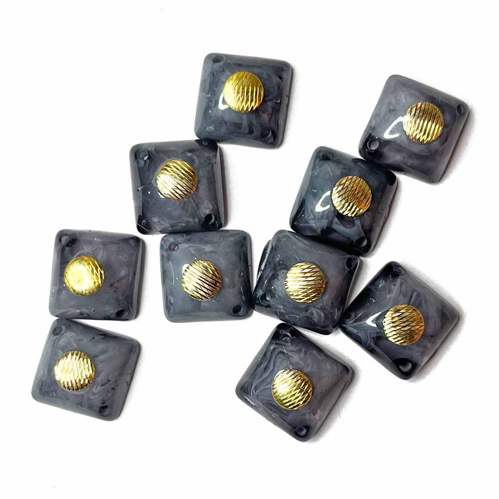 Dark Grey Color Button | Grey Square Shape Button | Golden Square Acrylic Button | Buttons Set of 10 | Golden Acrylic Button | Fancy Buttons | Dress Making button | Round Shape Button | Buttons | Dress making Button | Beautiful Button | Hobby Craft | Adikala craft Store | Adikala India | Adikala