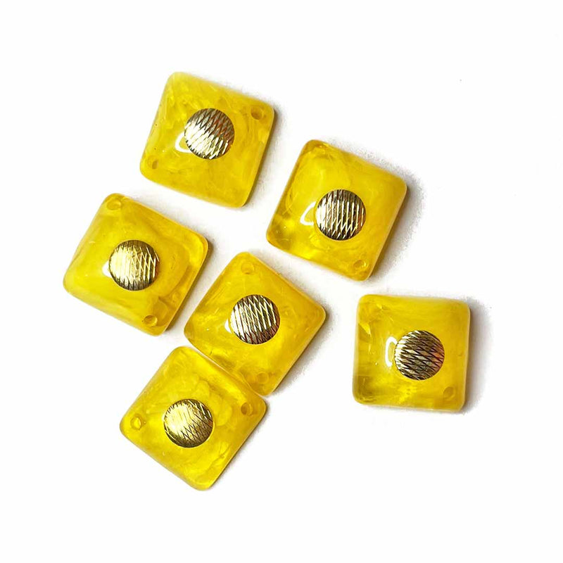 Yellow Color Button | Yellow Square Shape Button | Golden Square Acrylic Button | Buttons Set of 10 | Golden Acrylic Button | Fancy Buttons | Dress Making button | Round Shape Button | Buttons | Dress making Button | Beautiful Button | Hobby Craft | Adikala craft Store | Adikala India | Adikala