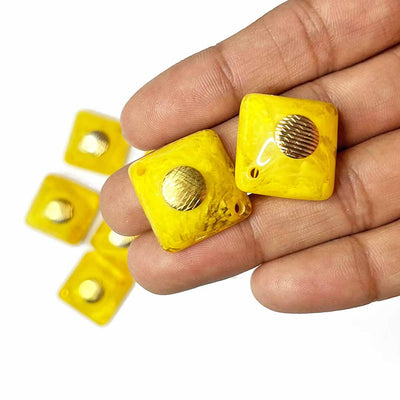 Yellow Color Button | Yellow Square Shape Button | Golden Square Acrylic Button | Buttons Set of 10 | Golden Acrylic Button | Fancy Buttons | Dress Making button | Round Shape Button | Buttons | Dress making Button | Beautiful Button | Hobby Craft | Adikala craft Store | Adikala India | Adikala