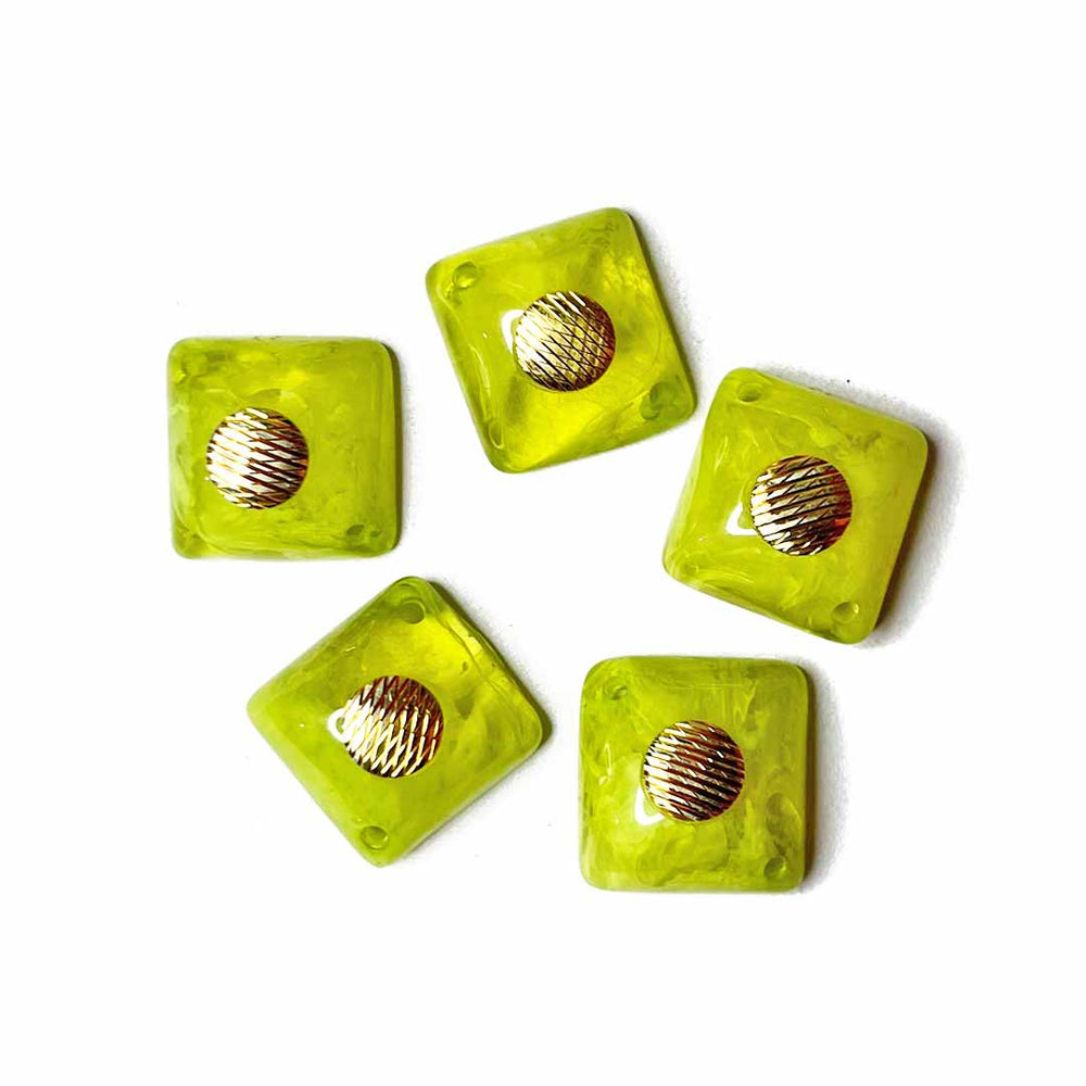 Lime Color Button | Lime Green Square Shape Button | Golden Square Acrylic Button | Buttons Set of 10 | Golden Acrylic Button | Fancy Buttons | Dress Making button | Round Shape Button | Buttons | Dress making Button | Beautiful Button | Hobby Craft | Adikala craft Store | Adikala India | Adikala