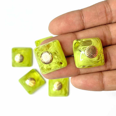 Lime Color Button | Lime Green Square Shape Button | Golden Square Acrylic Button | Buttons Set of 10 | Golden Acrylic Button | Fancy Buttons | Dress Making button | Round Shape Button | Buttons | Dress making Button | Beautiful Button | Hobby Craft | Adikala craft Store | Adikala India | Adikala