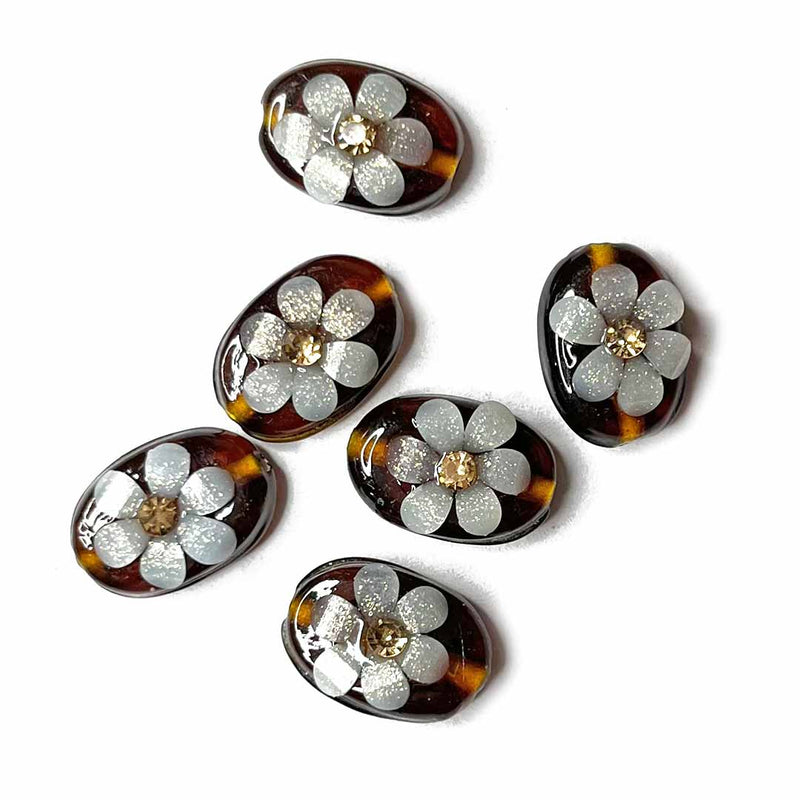 Brown Color Button | Jarkan | Oval Shape Button | Button Set of 10 | White Flower Button | Fancy Buttons | Dress Making button | Round Shape Button | Buttons | Dress making Button | Beautiful Button | Hobby Craft | Adikala craft Store | Adikala India | Adikala