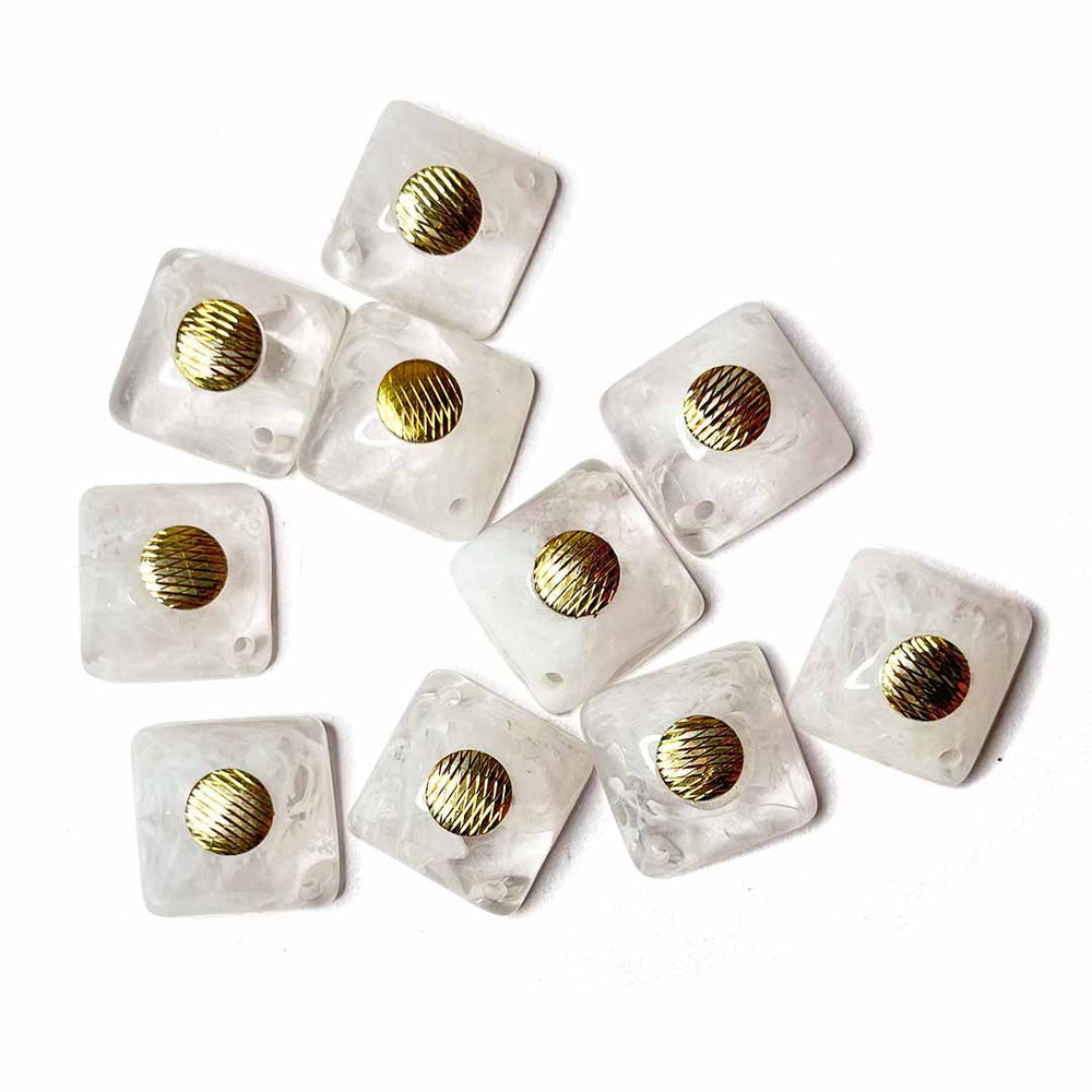 White Color Button | White Square Shape Button | Golden Square Acrylic Button | Buttons Set of 10 | Golden Acrylic Button | Fancy Buttons | Dress Making button | Round Shape Button | Buttons | Dress making Button | Beautiful Button | Hobby Craft | Adikala craft Store | Adikala India | Adikala