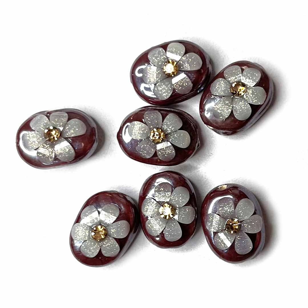 Wine Color Button | Jarkan | Oval Shape Button | Button Set of 10 | White Flower Button | Fancy Buttons | Dress Making button | Round Shape Button | Buttons | Dress making Button | Beautiful Button | Hobby Craft | Adikala craft Store | Adikala India | Adikala