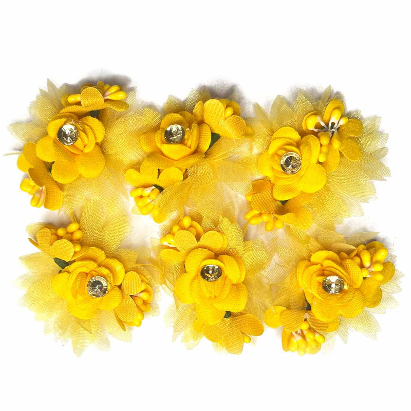 Yellow Color Tissue With Matching Pollen Flower Set Of 6