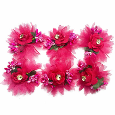 Rani Pink Color Tissue With Matching Pollen Flower Set Of 6