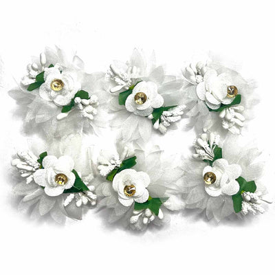 White Color Tissue With Matching Pollen Flower Set Of 6