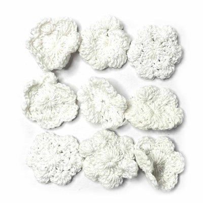 Crochet Beaded White Color Flower For Home Decoration & Jewelry Making Set of 20