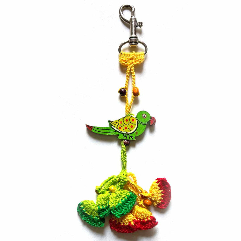 Yellow & Green Color Combination Parrot Bag Charm With Lobster