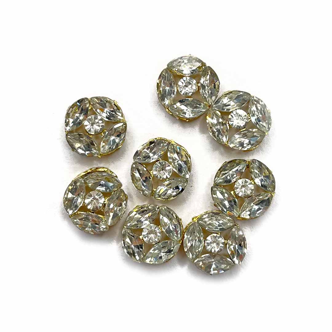 Natural Color Crystal Stones Round Shape Fancy Buttons Pack Of 10 ...