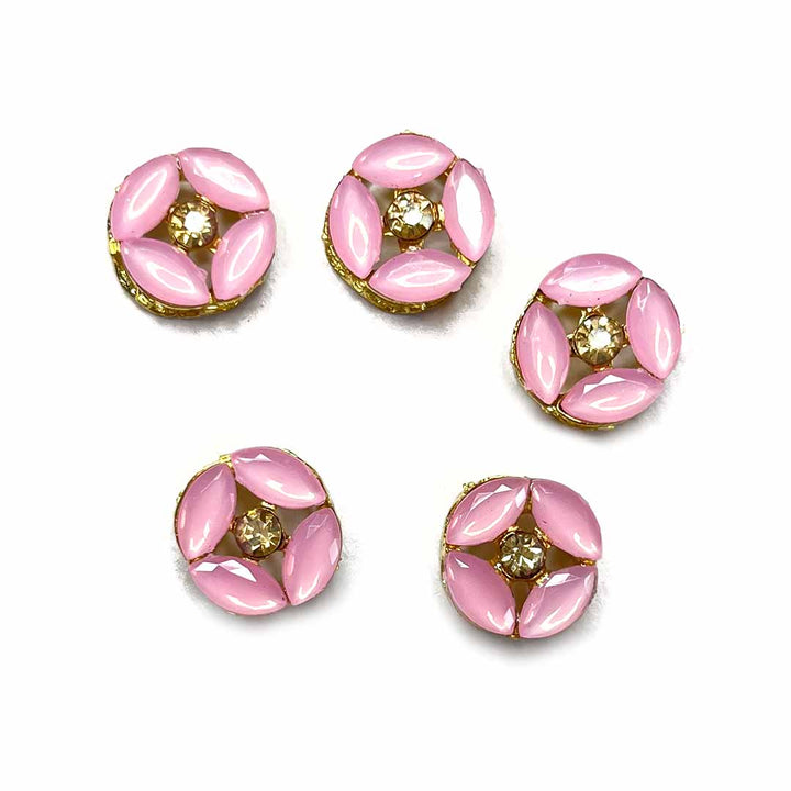 Pink Color Crystal Buttons | Crystal Buttons | Round Shape Buttons | Fancy Buttons | Stones Buttons | Buttons Set of 10 | Fancy Buttons | Dress Making button | Round Shape Button | Buttons | Dress making Button | Beautiful Button | Hobby Craft | Adikala craft Store | Adikala India | Adikala