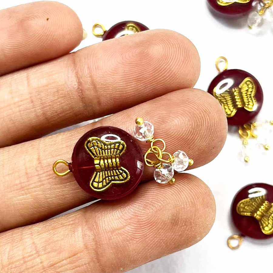 Maroon Round Shape Button | Golden Metal Fancy button | Crystal Beads Stones Button | Butterfly Button | Hanging Button | Crystal Button | Round Shape Button | Fancy Buttons | Dress Making button | Round Shape Button | Buttons | Dress making Button | Beautiful Button | Hobby Craft | Adikala craft Store | Adikala India | Adikala