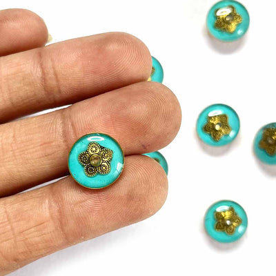 Firozi Button | Firozi Fancy button | Crystal Stones Button | Golden Metal Flower Button |  Crystal Button | Round Shape Button | Fancy Buttons | Dress Making button | Round Shape Button | Buttons | Dress making Button | Beautiful Button | Hobby Craft | Adikala craft Store | Adikala India | Adikala 