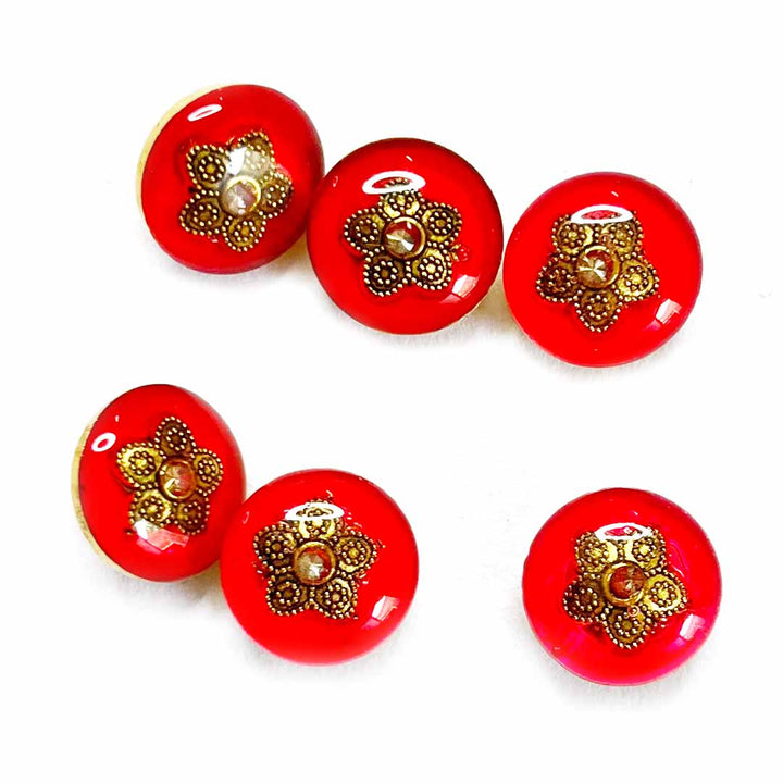 Red Button | Red Fancy button | Crystal Stones Button | Golden Metal Flower Button | Crystal Button | Round Shape Button | Fancy Buttons | Dress Making button | Round Shape Button | Buttons | Dress making Button | Beautiful Button | Hobby Craft | Adikala craft Store | Adikala India | Adikala