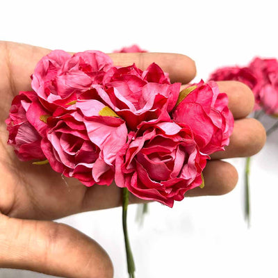 dark pink Color Flower | Roses Flower Bunch | Bunch Sets of 2 | 12 Pcs Flower Pack | Wedding Decoration | Wedding | paper Craft | Art | Craft | Adikala | Adikala craft Store
