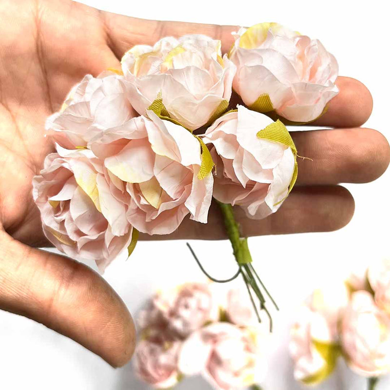 Roses | Light Pink Color Roses | Craft Materials | Flower Bunches | Light Pink Flower | Flowers | Art | Craft | Wedding Craft | Bunches | Bunches Set of 2 | 12 PCS Pack | Hobby Art | Indian Art | Adikala | Adikala Craft Store 