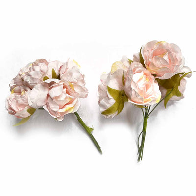 Roses | Light Pink Color Roses | Craft Materials | Flower Bunches | Light Pink Flower | Flowers | Art | Craft | Wedding Craft | Bunches | Bunches Set of 2 | 12 PCS Pack | Hobby Art | Indian Art | Adikala | Adikala Craft Store