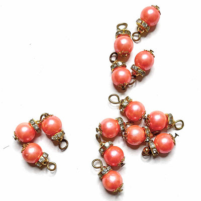 Peach Beads With Golden Hanging