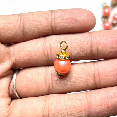 Peach Beads With Golden Hanging