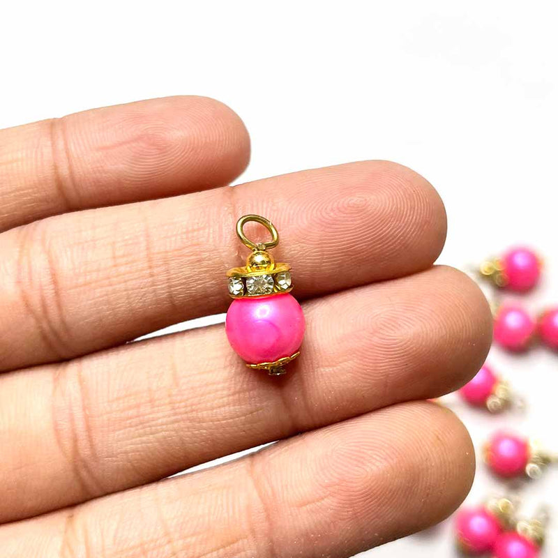 Pink Beads With Golden Hanging