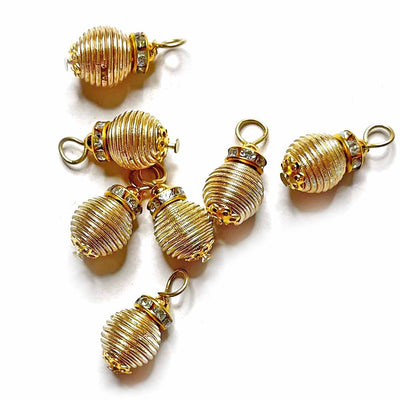Antique Gold Color Nakshi Beads Hanging - Jewelry Making