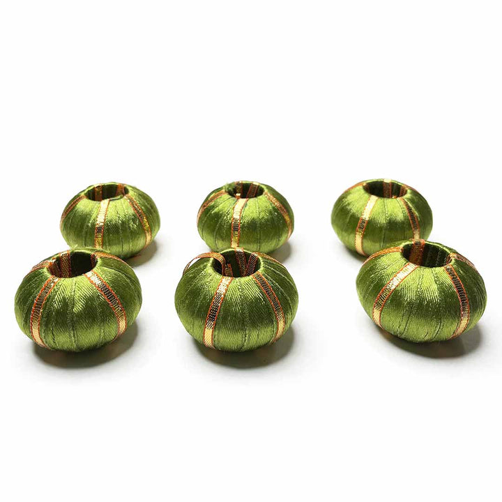 Big Size Mehndi Green Color Beads Pack Of 10