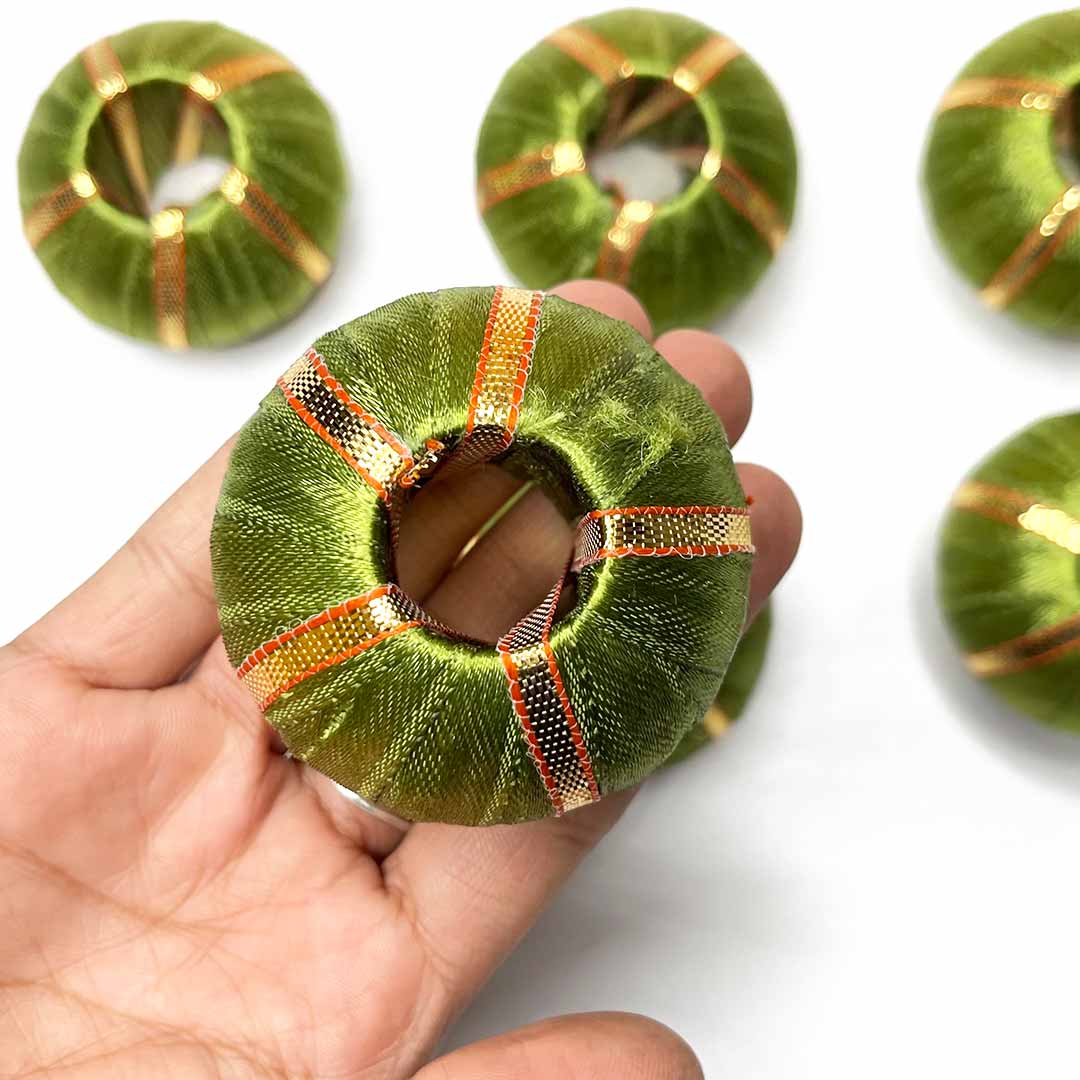 Big Size Mehndi Green Color Beads Pack Of 10