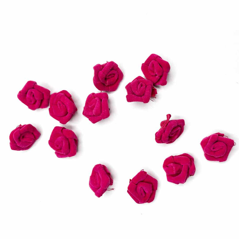 Rani Pink Color Velvet Rose Flower Set Of 20