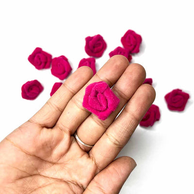 Rani Pink Color Velvet Rose Flower Set Of 20