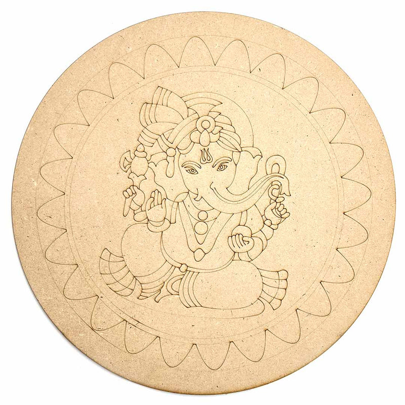 8 Inches Ganpati Ji Engraved Design Wall Plate