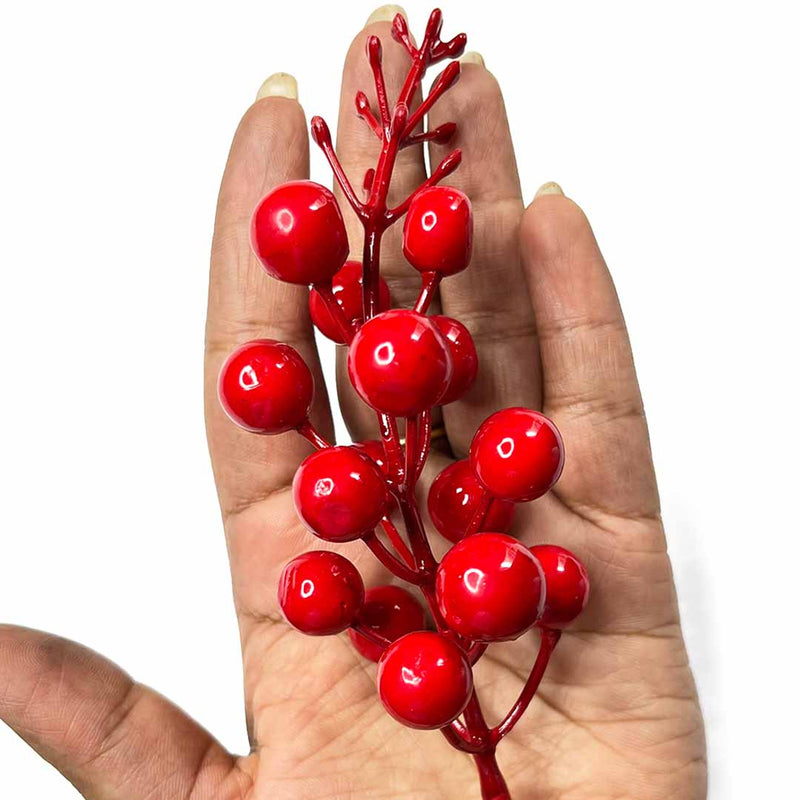 Christmas red Flower | Red Color Berries | Berries Filler | Filler Set of 5 | Art Craft | Craft | Decoration Item | Red Color | Indian | Jesus | Filler | Bunches | Adiakal | Adikala Craft Store 